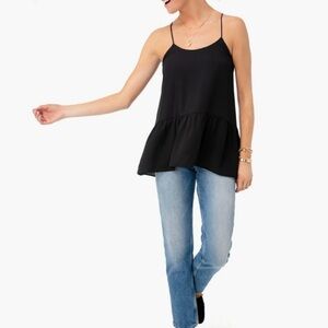 Tuckernuck Pomander Place Kieran Black Peplum Cami Tank Top M